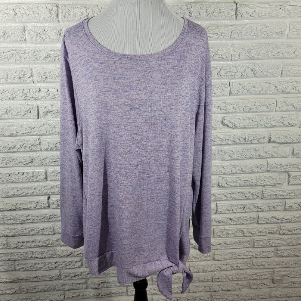 Croft Barrow Womens Sweatshirt 2X Plus Purple Heather Front Tie Soft PUR29E
